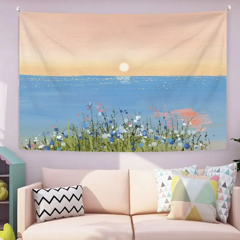 VIKAMA Pastel Flower Sunset Tapestry Wall Hanging, 6 Designs, Wall Decor for Bedroom Living Room Dorm