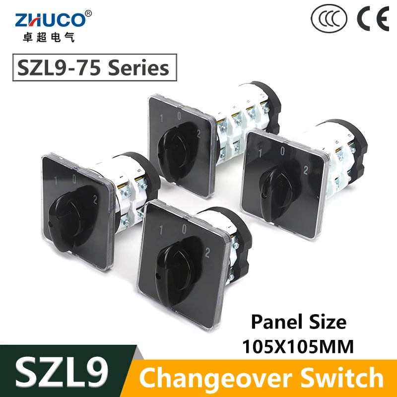 

ZHUCO SZL9-75/1 75/2 75/3 75/4 75A High Current 3 position 1P 2P 3P 4P Ganrator Changeover Automatic Transfer Cam Switch