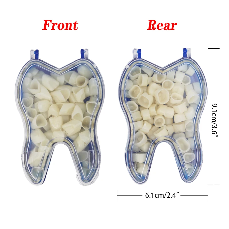 2sets Dental Temporary Crown Kit Front & Rear Teeth Veneers Oral Tooth Resin Veneers Crown Tool Dentist Care Whitening Materials