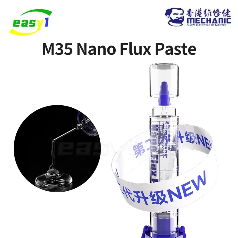 MECHANIC M35 Lead-Free Syringe Solder Flux Paste Transparent Soldering Grease for Mobile Phone Motherboard Repair Welding Tools