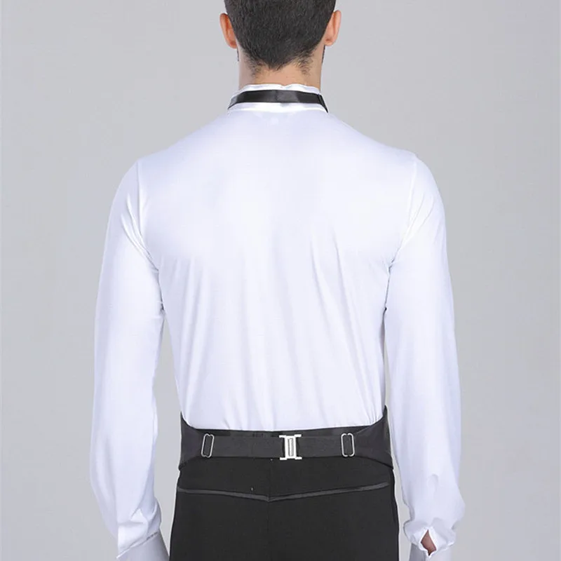 Adulte danse latine irt hommes danse moderne une pièce longue Sve arp col valse danse haut Fitn vêtements de sport