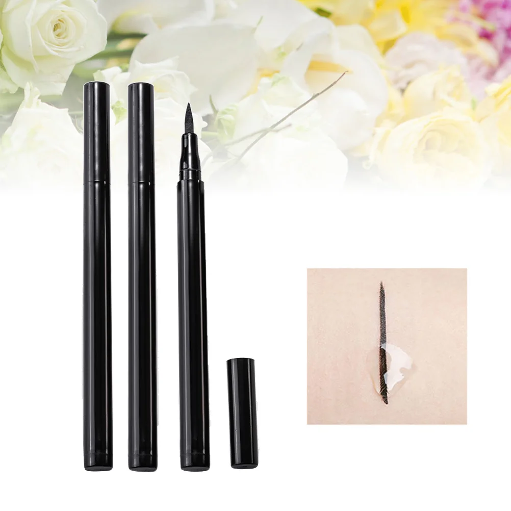 อายไลเนอร์แบบน้ำ 5 ชิ้น สีดำ กันน้ำ ไม่เลอะ แห้งเร็ว หัวแปรงละเอียด อุปกรณ์แต่งตาสำหรับผู้หญิง แฟชั่น ความงาม