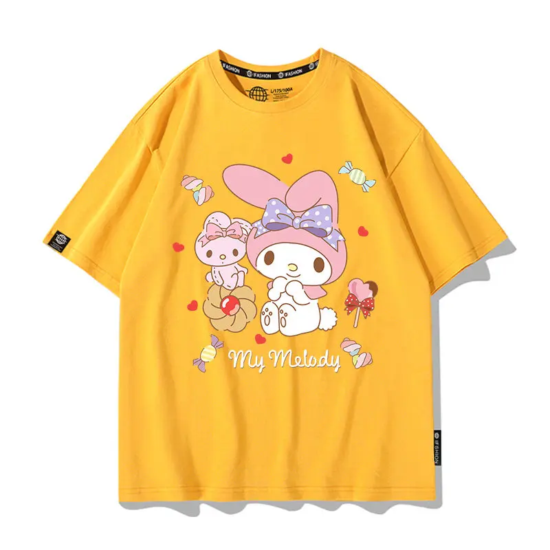 

Loose Sanrio Meileti Joint Children's T-shirt Pure Cotton Cartoon Printed Parent Child Clothing Summer Trendy Brand T-shirt