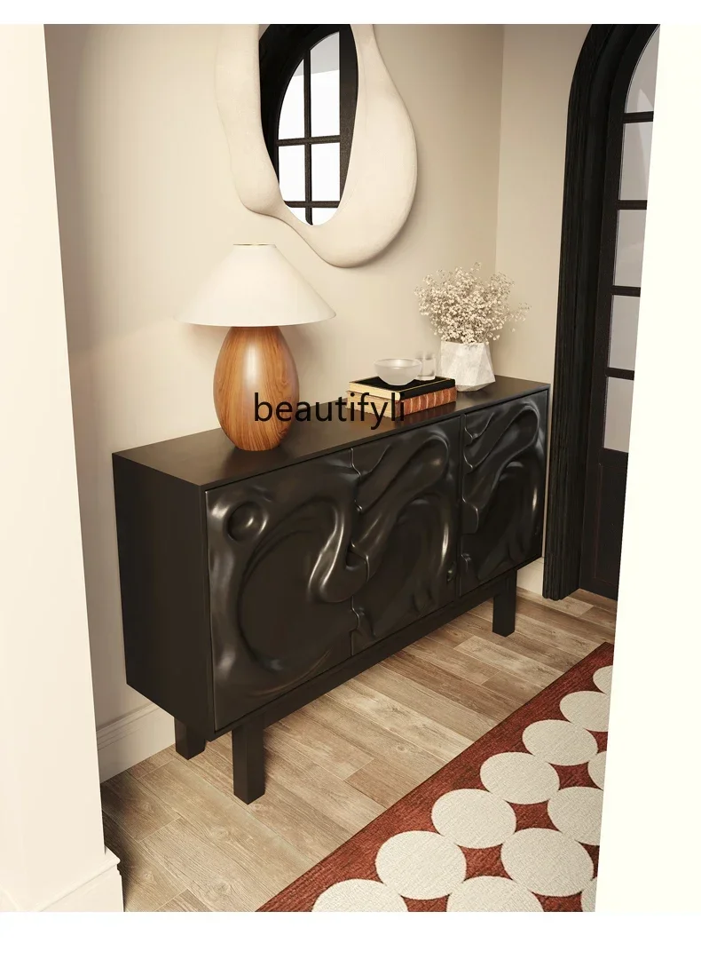 57 Italian style, dining side, porch cabinet, abstract art paint decorative TV cabinet