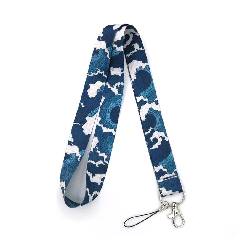 Kanagawa Hokusai Waves Wristlet hand Neck Strap Lanyards ID badge card holder keychain Mobile Phone Strap Gift Ribbons webbing