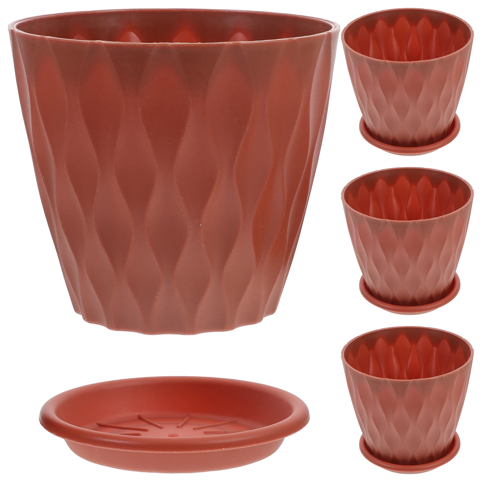 

4 Pcs Green Plant Pot Large Capacity Thickened Tray Nursery Pots Plastic Planter Decorative Flower Pot Succulent Container