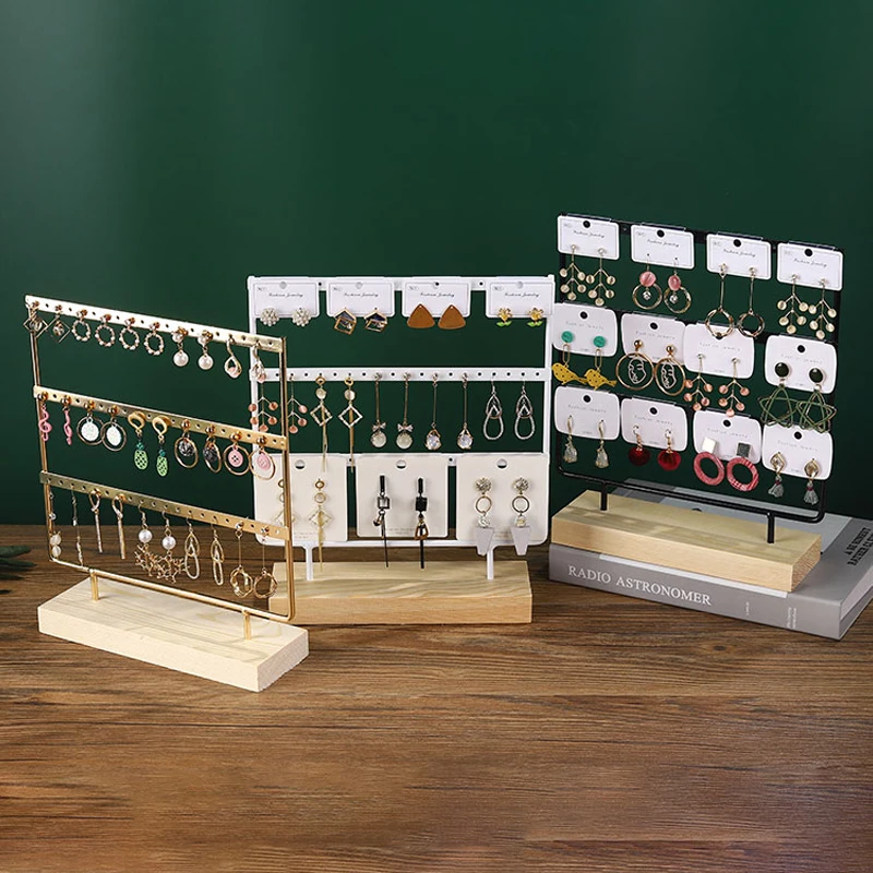 

3-уровневый держатель для сережек с 72 отверстиями, металлический 3-слойный органайзер для хранения ювелирных изделий, деревянная подставка, дерево, стойка для ушей, подарок