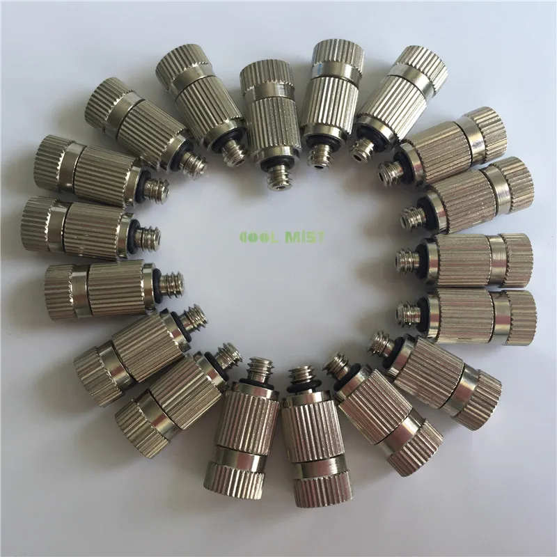 

A75 Total 50pcs Threaded 10/24UNC Brass Nickeling Fog Mist Nozzle 3/16'' Misting Fogging Spray Sprinkler Head Mist Water Sprayer