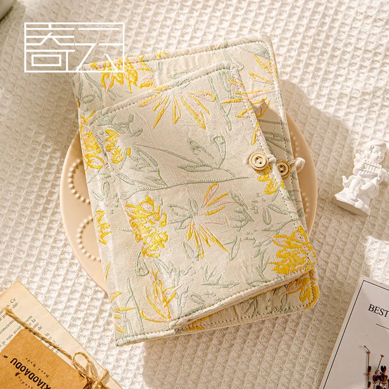 A6 A5 6穴ルーズリーフノート、3D花柄ファブリックカバー付き日記帳、詰め替え用紙付き、取り外し可能なバインダー、学生へのギフト