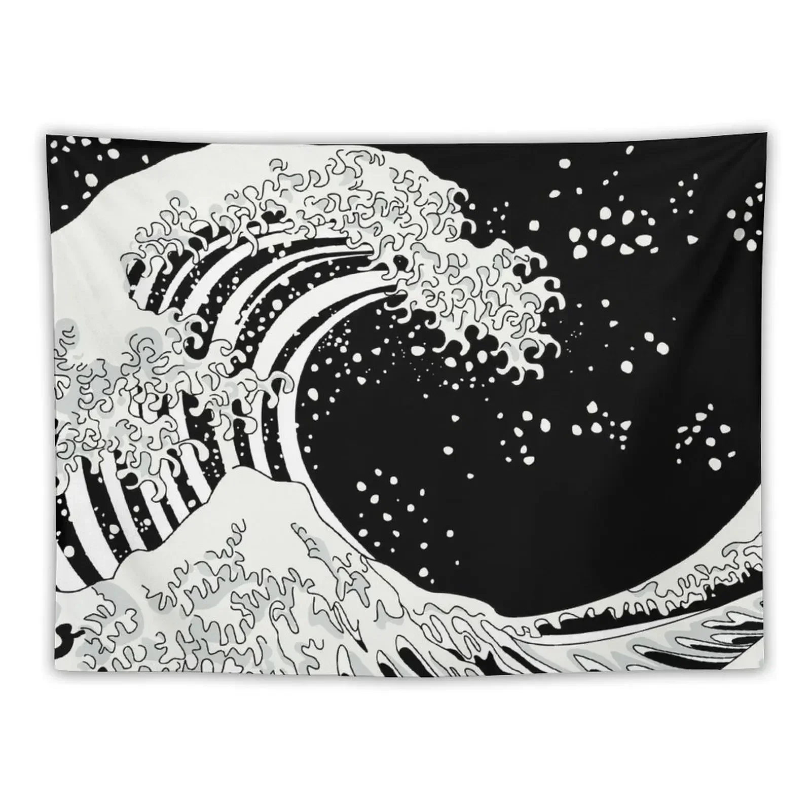 

Black and White Great Wave Tapestry Decor For Bedroom Room Decorating Aesthetic Tapestry