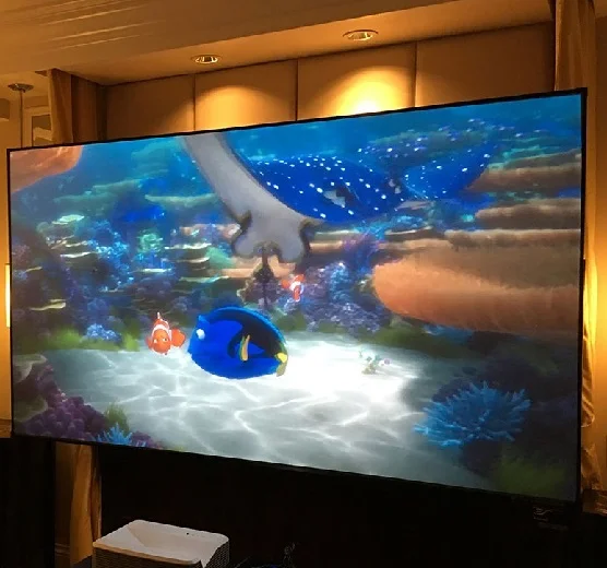 120-Inch Ambient Light Rejecting UST ALR Projection Screen 4K PET Crystal for Laser Ultra-Short Throw Projector 16:9 Format