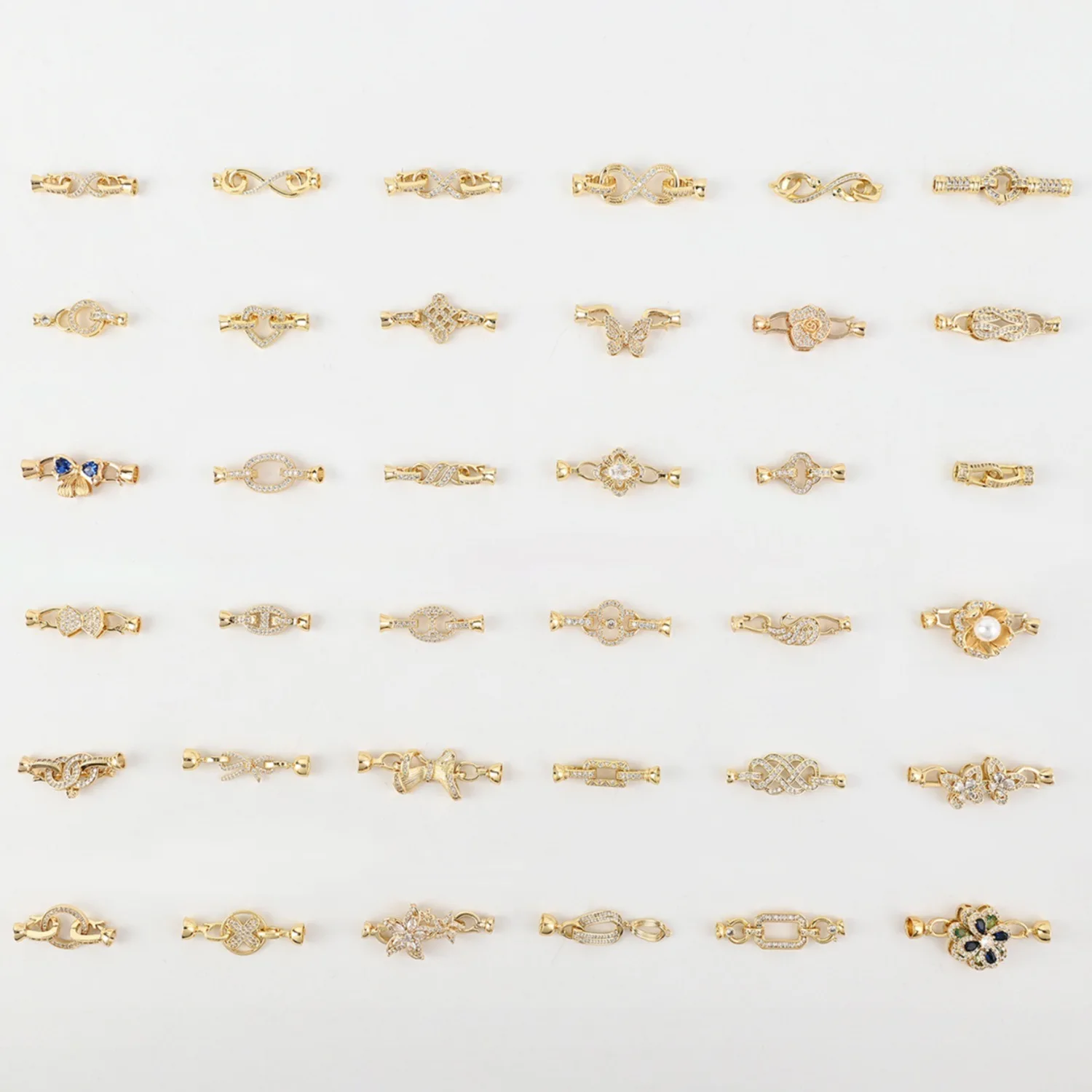 

5 Pieces Copper Plated Fastener Lock Accessories DIY Pearl Necklace Bracelet Connecting Buckle Jewelry Making Material Wholesale