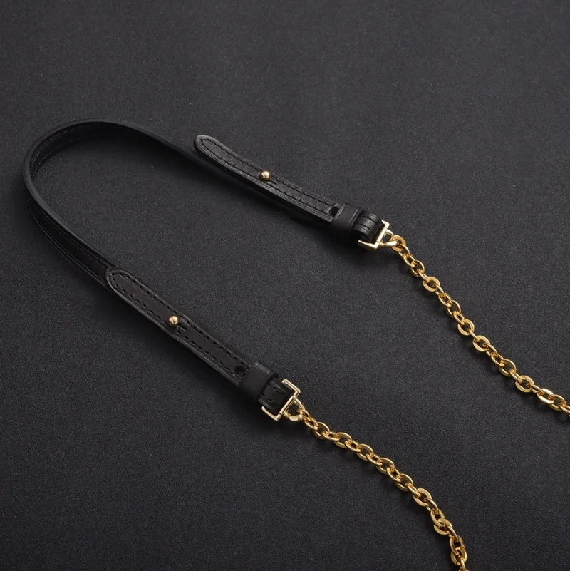 Top Quality Vegetable Tanned Leather Parts Replacement For Designer Women Handbag  Golden Metal Chain Shoulder Strap