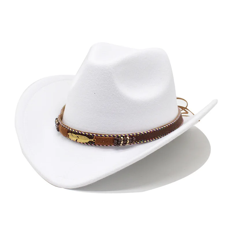 Women Vintage Cowboy Fluffy Hat with Rhinestone Ladies Girls Cowgirl Glitter Hat Cap Headwear for Fancy Dress Cosplay Costume