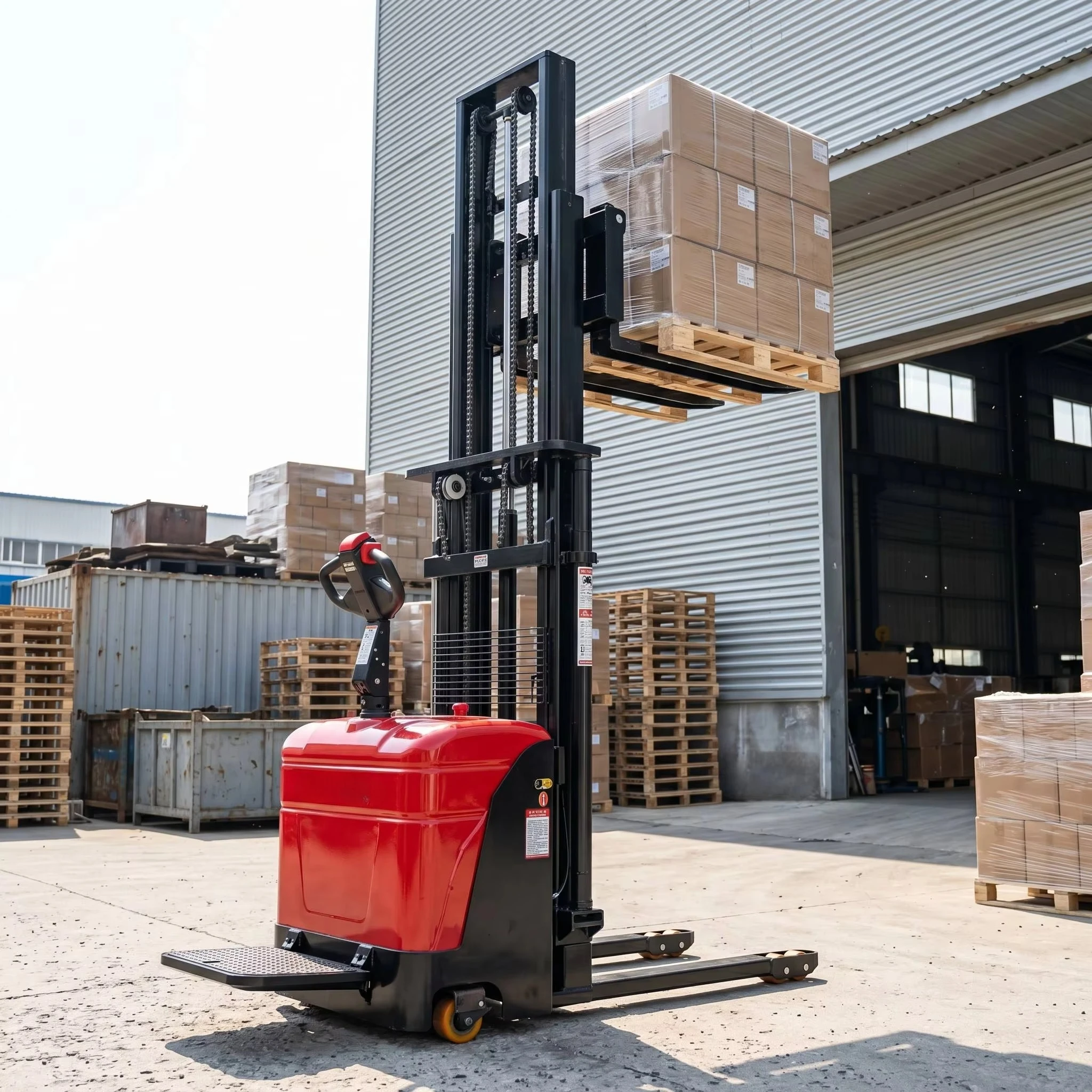 Walk Behind Pallet Lifter 1Ton Electric Stacker 2.5m Height Full Automatic Hydraulic Stacking Equipment