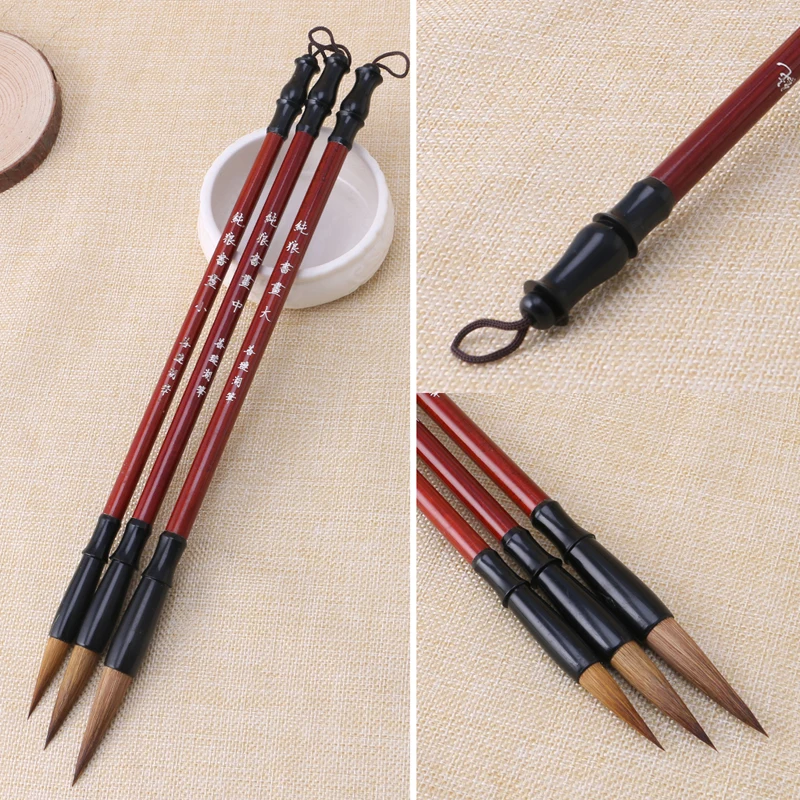 1PC Chinese Brushes Pen Wolf Hair Writing Brush Wooden Handle