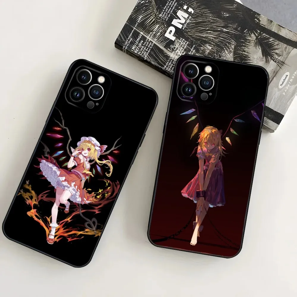 

TouHou P-Project Flandre Scarlet Phone Case For iPhone16,15,14,13,12 Mini 11 Pro XR,X,XS,MAX 7,8 Plus Silicone Cover Soft Black