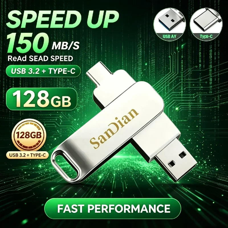 New Ultra Dual Drive Luxe USB 3.2 Type‑C Flash Drive Metal Memory Stick 128‑1TB High Speed OTG U Disk for Smartphone Computer