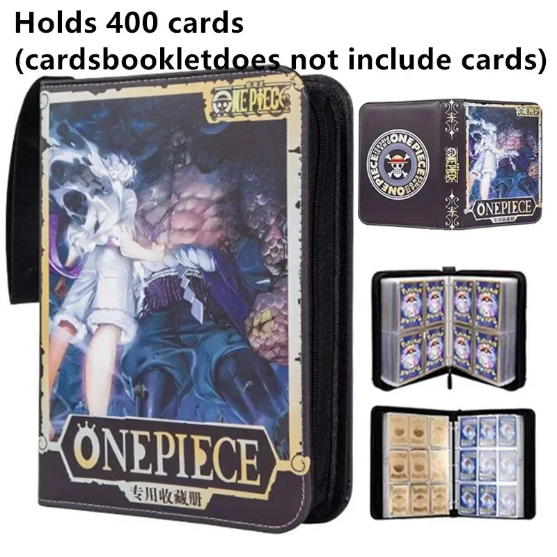 400 pezzi ONE PIECE Album di carte Cartella di libri 4 slot per carte Collezioni Cerniera Doppia tasca Sakura Kakashi Raccoglitore di carte con cerniera