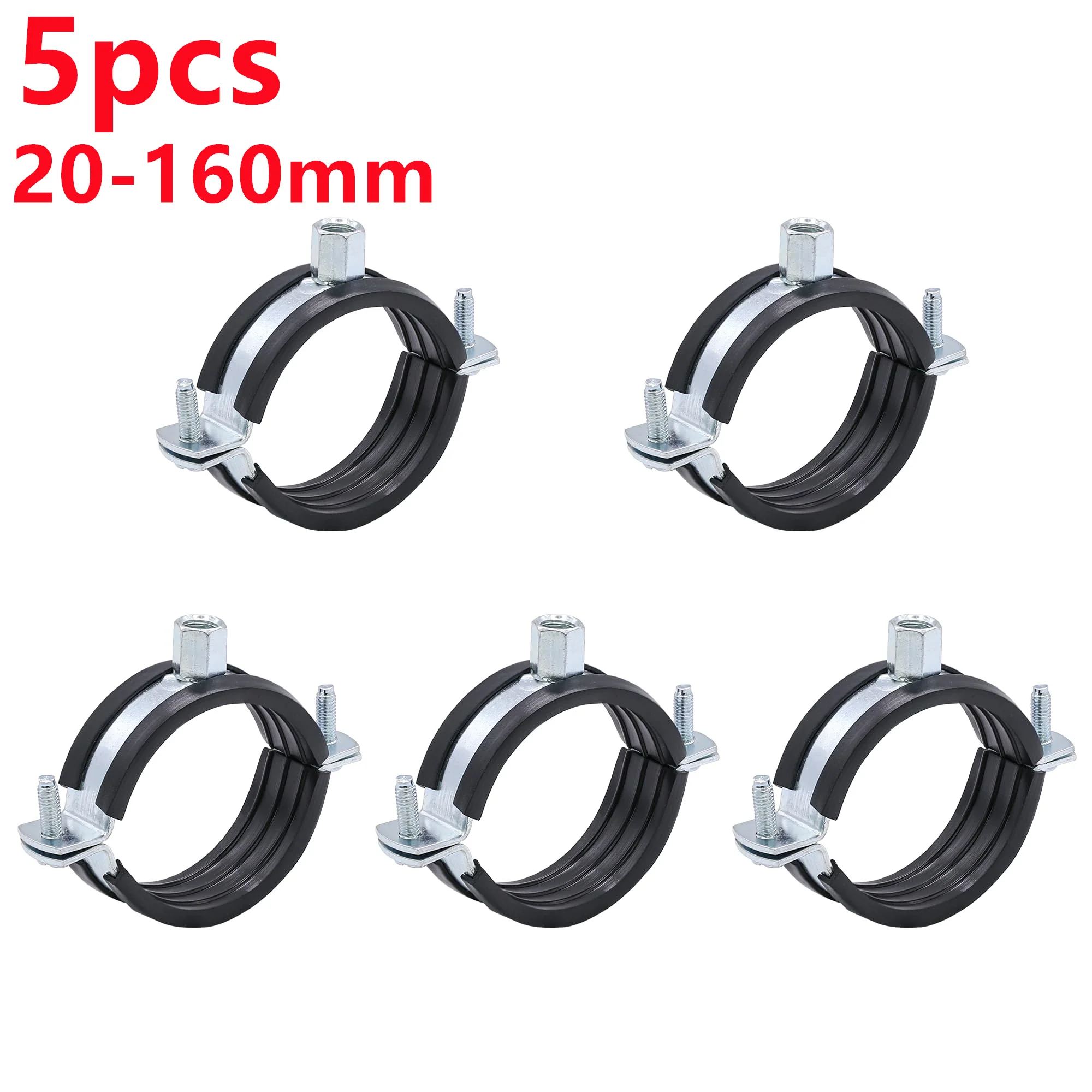 5Pcs Fit 20-160mm Tube OD M8 M10 Female Pipe Clamp Bracket Support Hanger Fixed Plumbing Water 304 Stainless Steel Tube Clamp