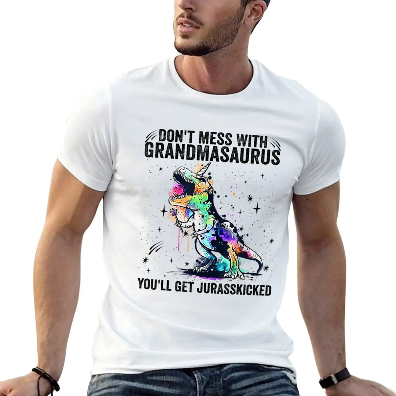 Don't Mess With Grandmasaurus You'll Get Jurasskicked T-Shirt Plus Size Lightweight Top