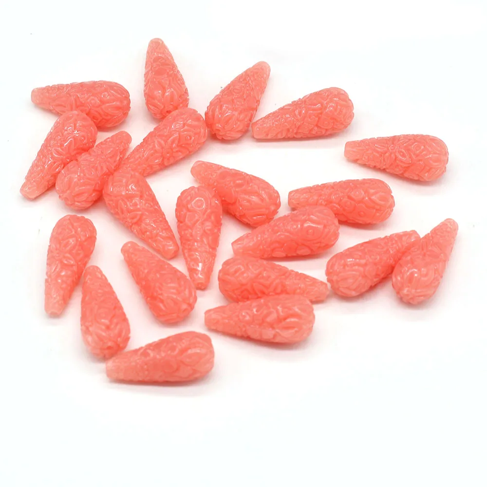 4PCS Natural Coral Long Water Drop Pendant Bead Crafts For Jewelry MakingDIY Necklace Earring Accessories Charm Gift Party Decor