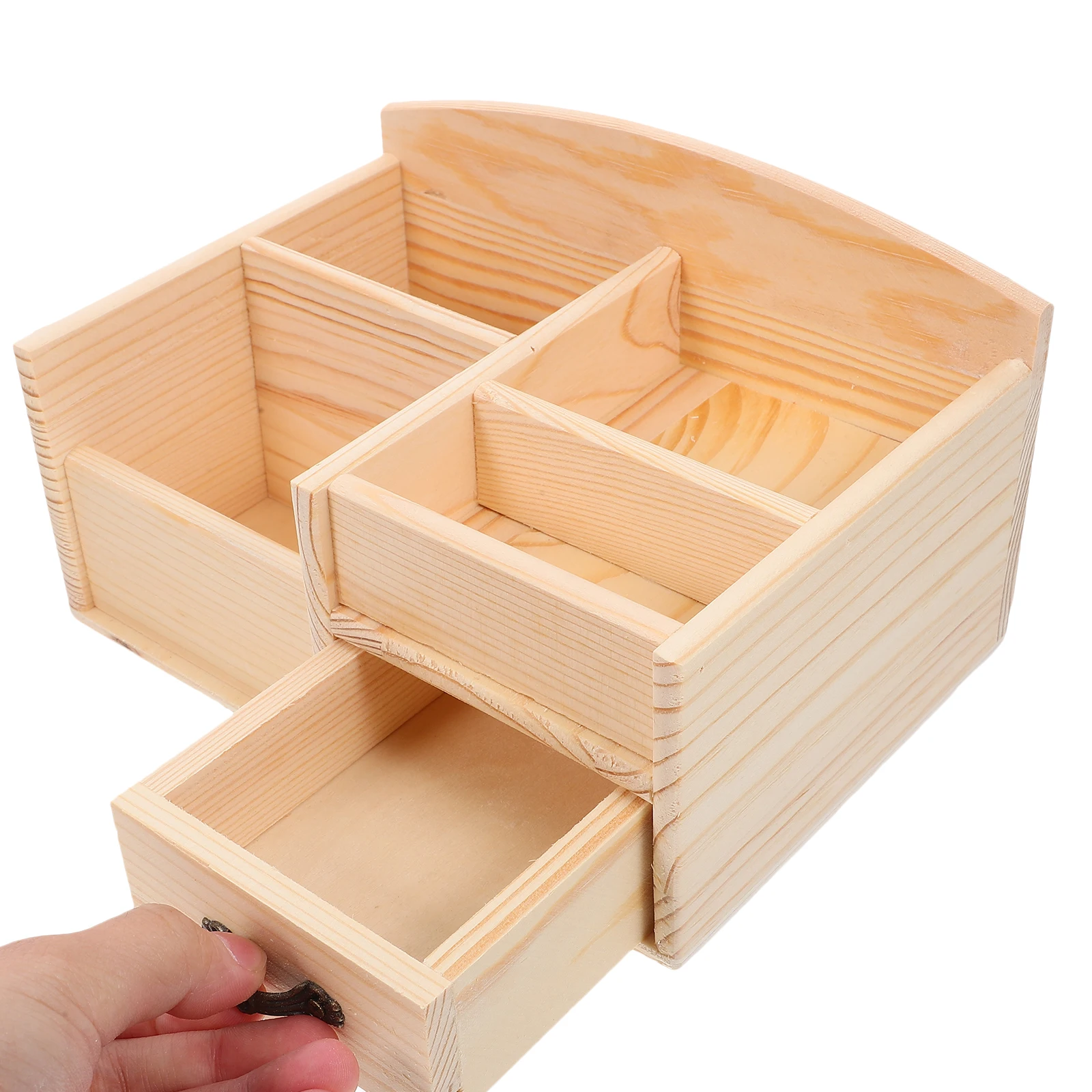 

Wooden Storage Rack Stationery Organizer Penholder Desk Home Desktop Drawer Compartment Office