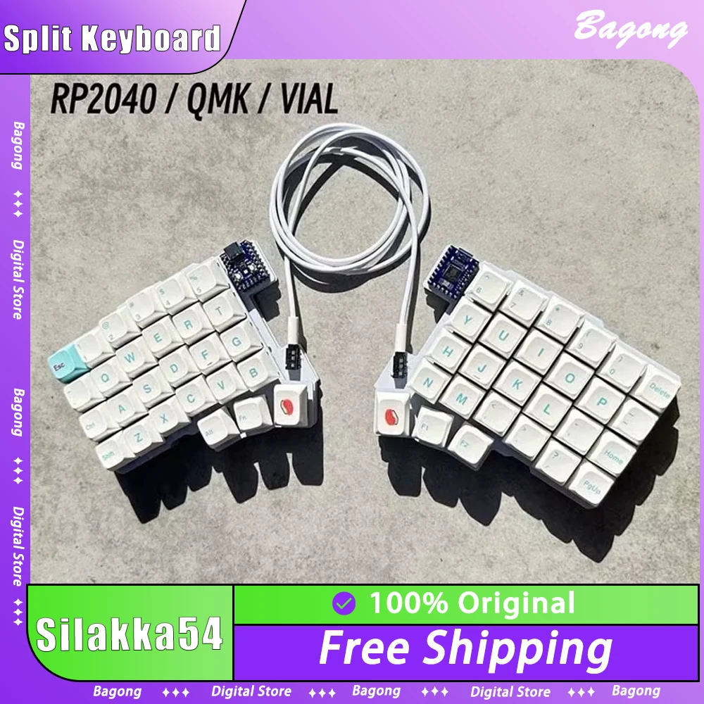 Silakka54 Split Keyboard Wired Support QMK/VIAL Gamer Keyboard Hot Swap Ergonomics RP2040zero PC Accessories Customized Gift