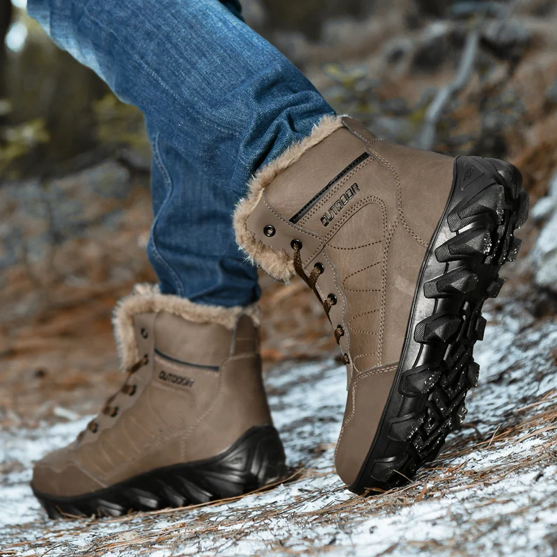 Men's Winter Boots Warm Waterproof Non-Slip Plush Sneakers Shoes - Winter Slippers Male Tenis Boots view 4