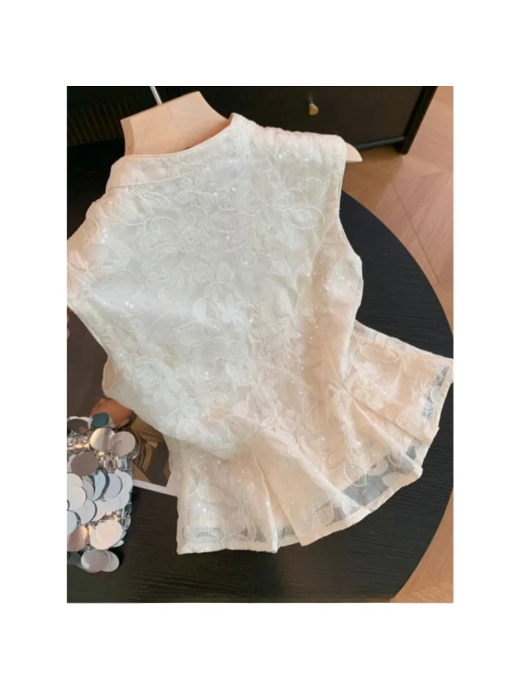 Nieuwe Chinese Sle Geborduurde Stand Kraag Svel irt Dames Zomer Taille-Knipperende High-End Veelzijdige Top