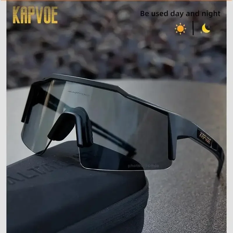 KAPVOE Photochromic Cycling Glasses MTB Road Bike Glasses for Man Women UV400 Sports Outdoor Sunglasses Fishing Eyewear Goggles