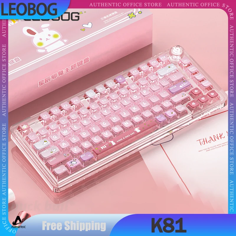 teclado mecanico sem fio bluetooth hot swap keycaps junta pbt teclado de jogo personalizado presente modo 24g leobot k81 01