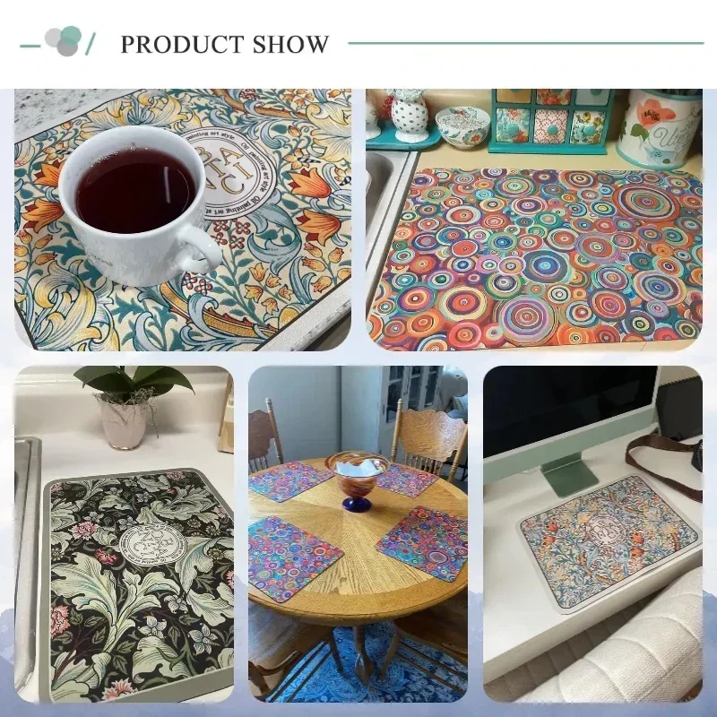 Black Marbling Dish Drying Mat Super Absorbent Tableware Kitchen Bottle Anti-slip Dry Pad Kettle Bar Counter Tool Luxury Rugs