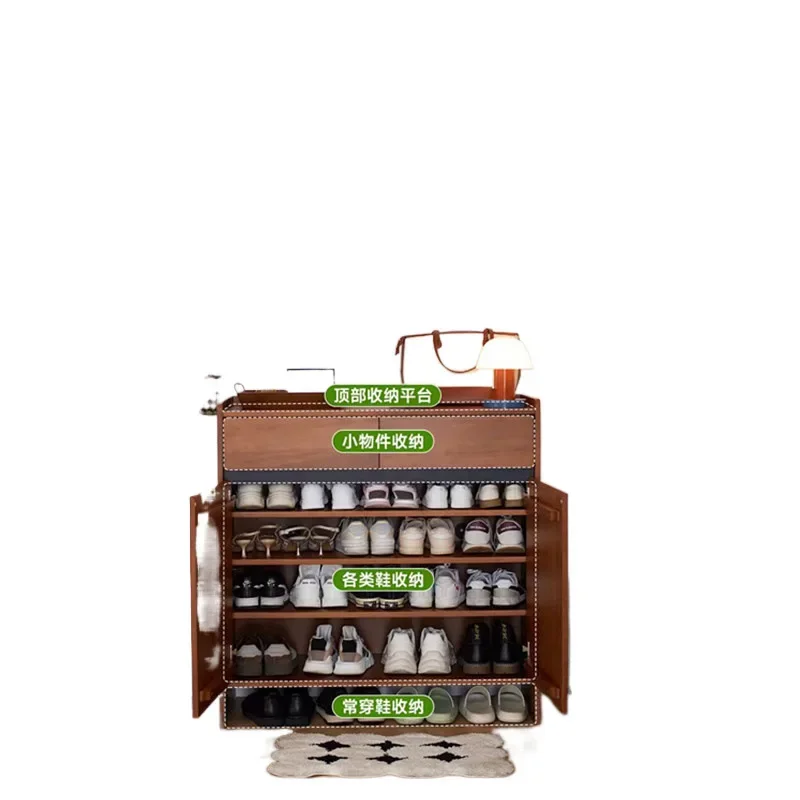 

Small apartment solid wood storage cabinet, large-capacity home shoe change partition cabinet
