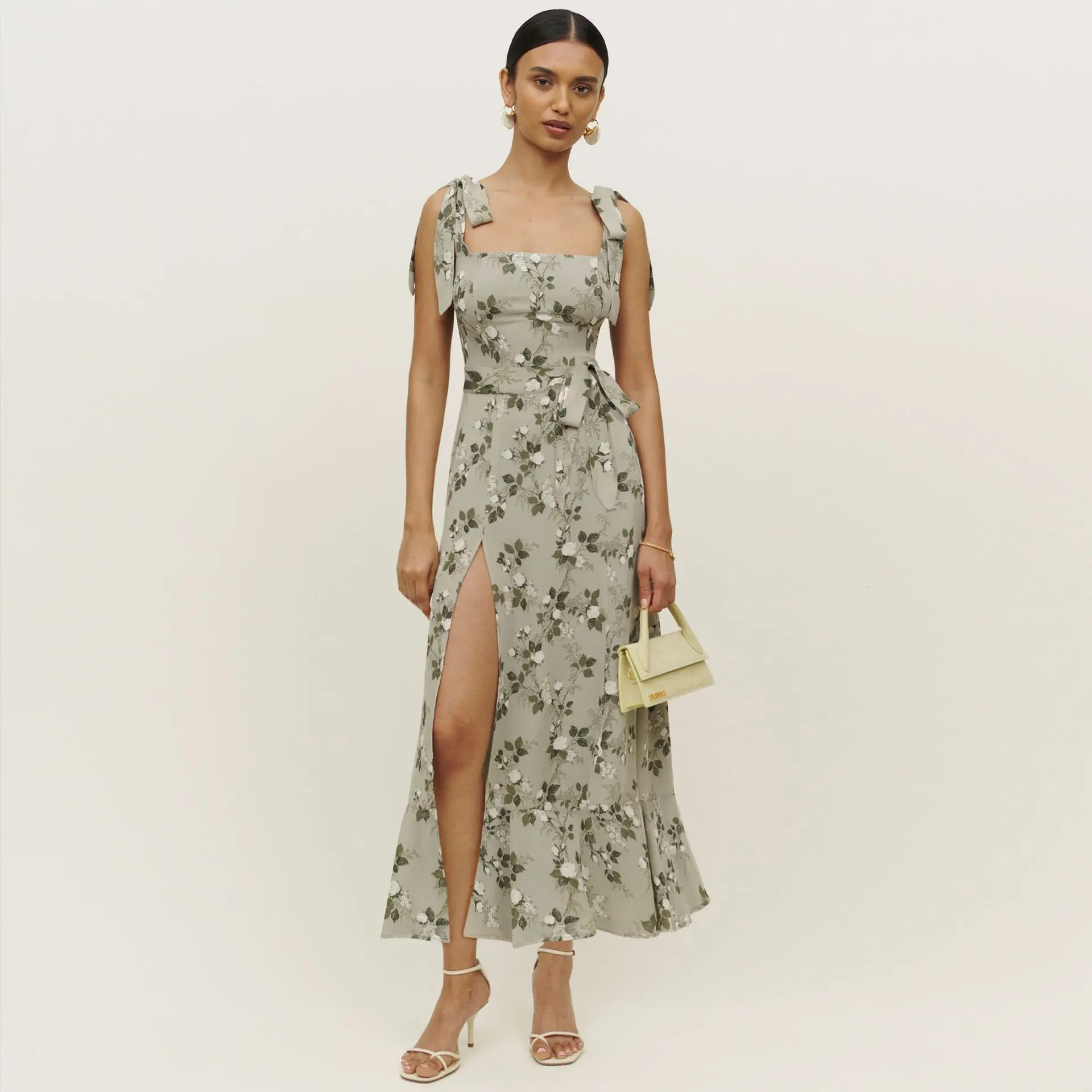 Women's Split Floral Dress Spring and Summer New Women's Halter Strap with Breast Elegant Temperament Long Dresses for Women