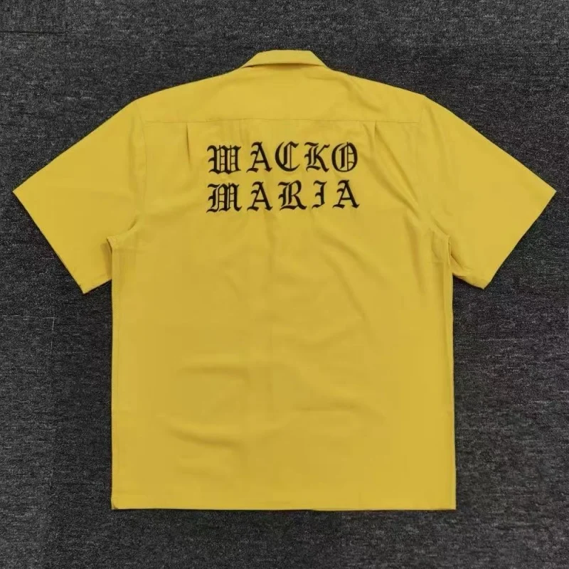 25SS Correct WACKO MARIA Front and back Letters Embroidery Multicolour Tops Urban Summer Mens Womens Hawaii Shirt