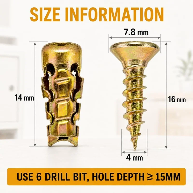 Heavy Duty Steel Wall Anchor with Screws 6×14mm Self Tapping Screw Tree Shaped Steel Wall Anchor for Concrete Wall Fasteners