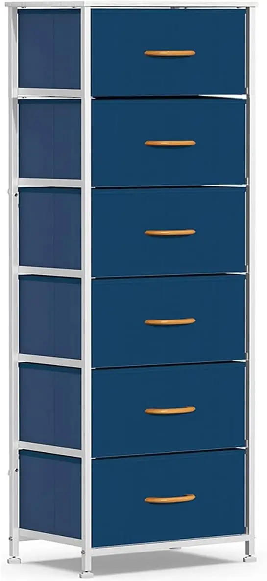 Dresser Storage Tower, 6 gavetas organizadoras de tecido, peito largo de gavetas para armário, meninos e meninas quarto, móveis de cabeceira