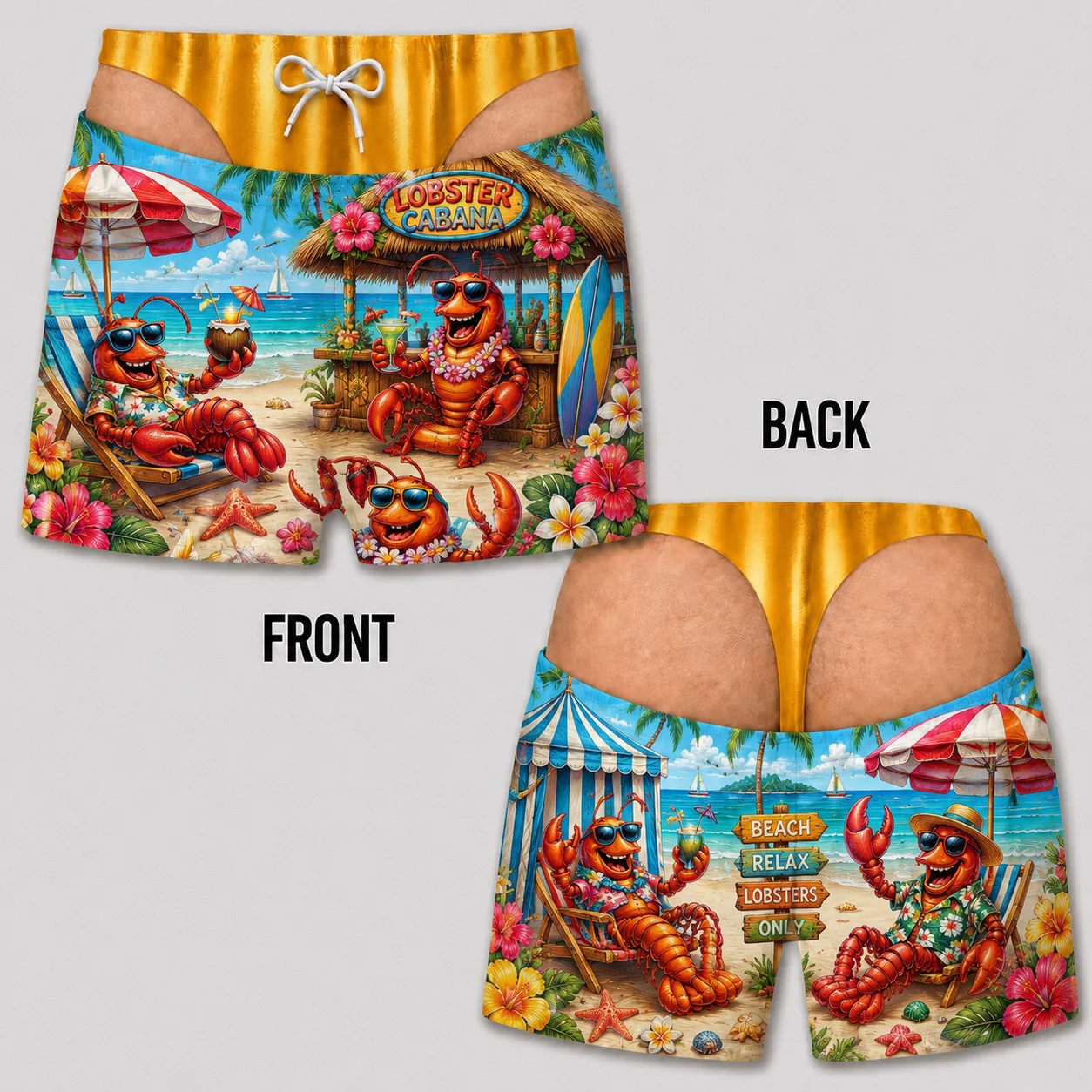Trunks Board Surf - Zabawne szorty plażowe z motywem homara,