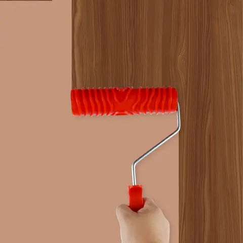 5/6Pcs Wood Graining Tool Professional Wood Grain Patterns Paint Tool Set Rubber Wood Grain Painting Roller with Handle for Wall