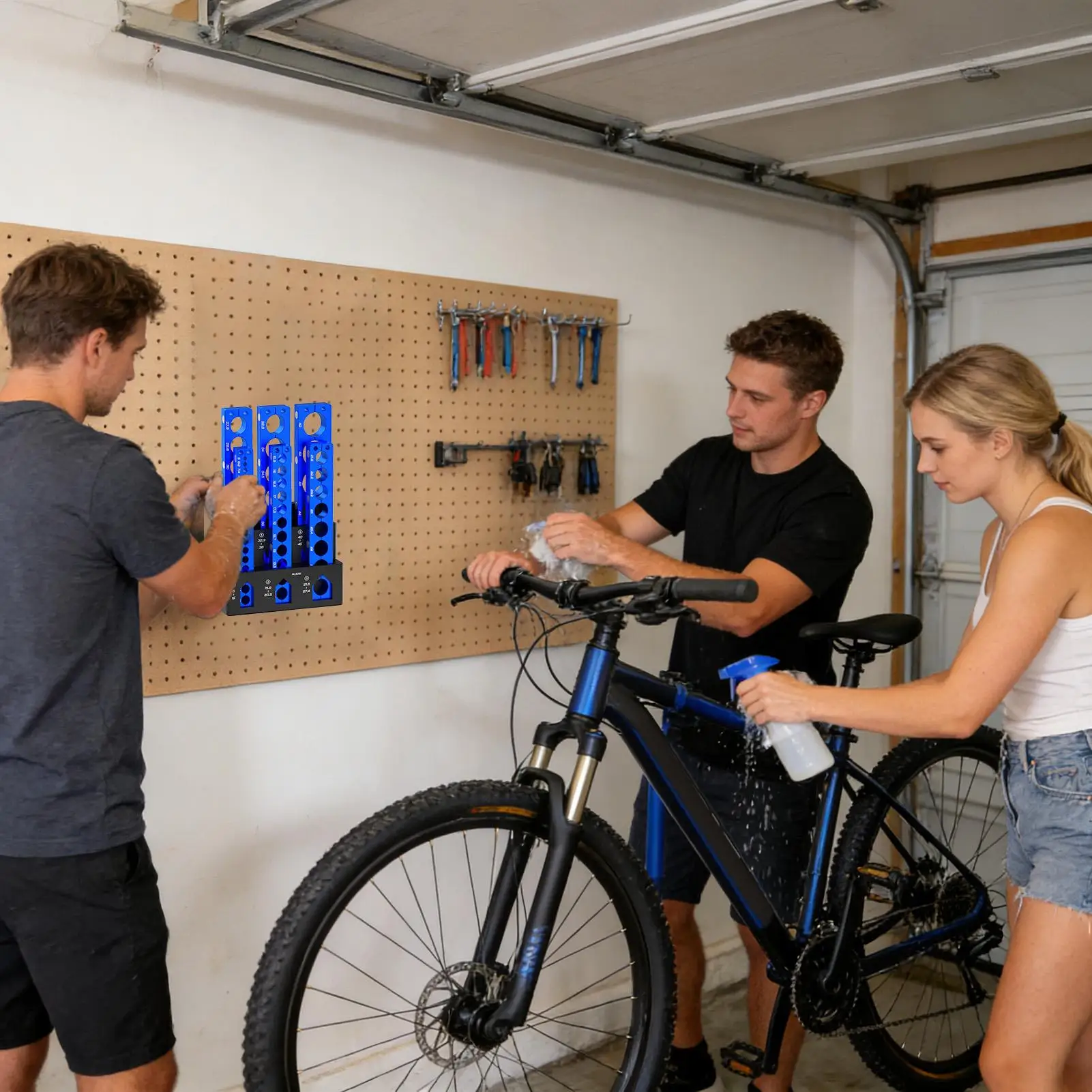 Wall Bike Clamp Rack 6 Slot Wall Mounted Bike Workbench Organizer Repair Tool Clamp Holder for Garage Workshop Shed Home