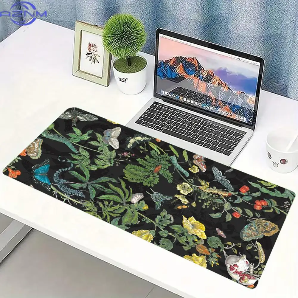 Vintage Floral Butterfly Extended Mouse Pad Non Slip Rubber Large Gaming Desk Mat For Laptop Office Gaming Setup