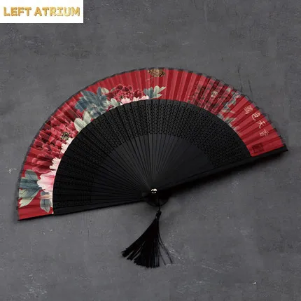 Vintage Chinese Folding Fan Bamboo Silk Fan Hand-Held High Quality Party Fan Home Decoration Crafts 33