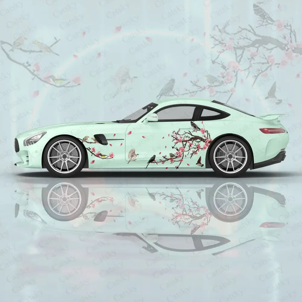 plum cherry blossom bird car sticker pvc modified painting accessories decoration pain car car racing car packaging car decal