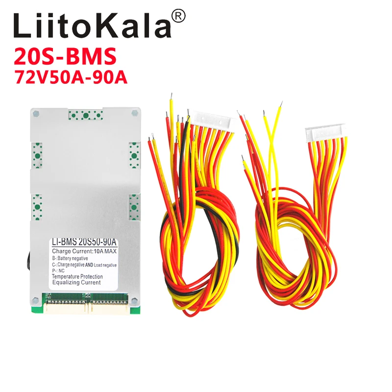 LiitoKala BMS 10S/13S/16S/20S 36V/48V/60V/72V 30A Li-ion Lithium Battery Charger Protection Board Battery BMS With Balance Funct