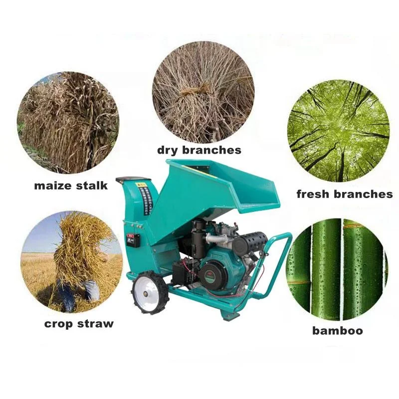 Wood Crusher Bamboo Shredder Mulcher Grinder Tree Branch Shredder Machine Portable Wood Chipper