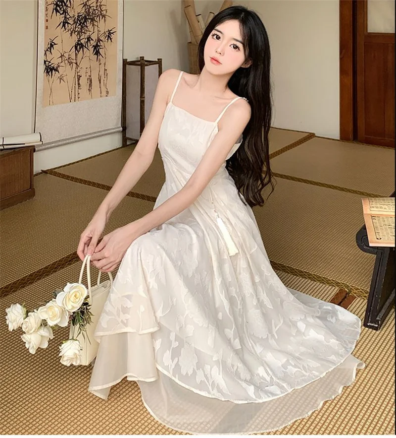 New Chinese Style Buckle Retro 2025 Summer New Set Floral Plus Size Gentle And Elegant Dress