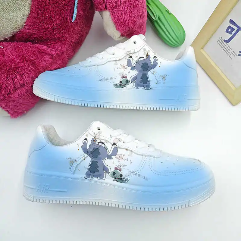 Kawaii Disney Anime Mandarin Duck Sports Shoes Cute Stitch Cartoon Casual Fashion Antiskid Soft Sole Board Shoes Gifts for Girls