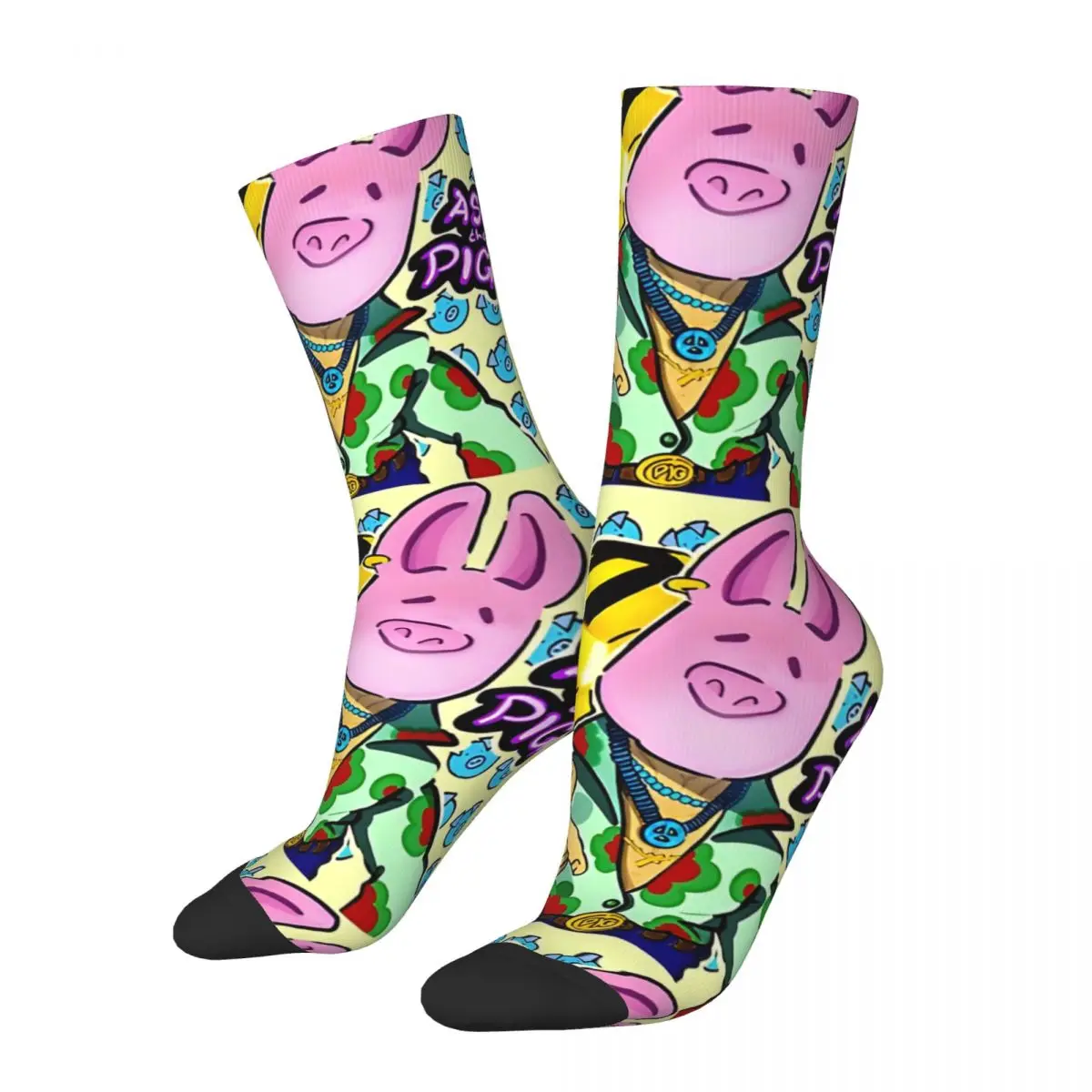 

Crazy compression Ash The Pig Sock for Men Vintage Seamless Pattern Crew Sock Casual