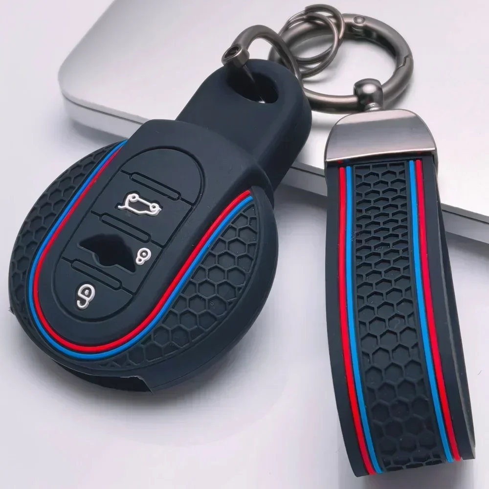 Silicone Shell Fob Holder Accessories for BMW Mini Cooper F55 F56 F57 F54 F60 JCW Clubman Countryman Car Remote Key Case Cover view 3